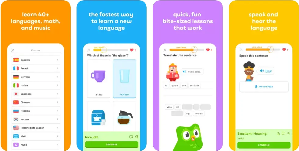 Duolingo language learning apps